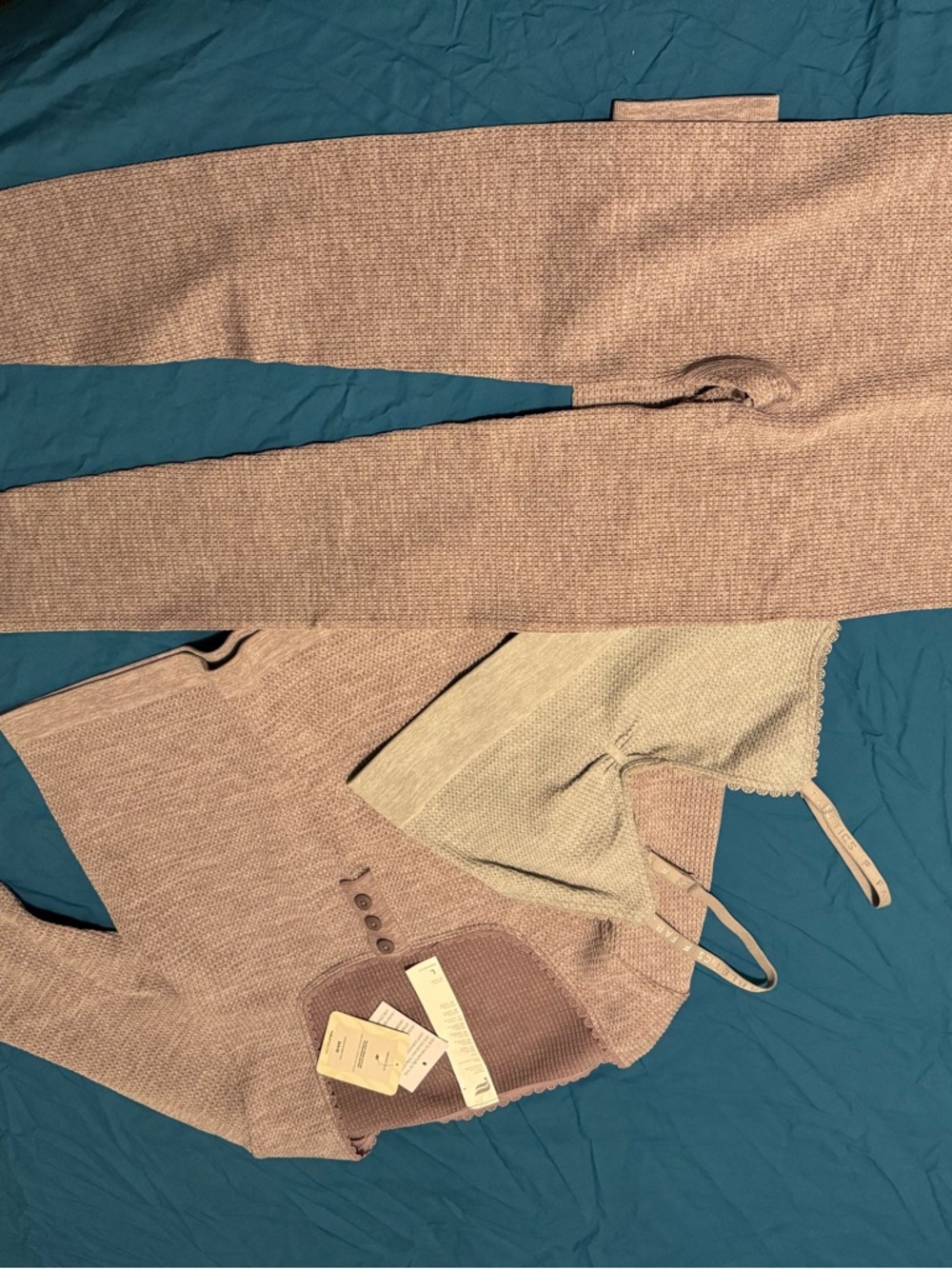 Cozy Three-Piece Cable Knit Loungewear Set in Faded Plum Heather